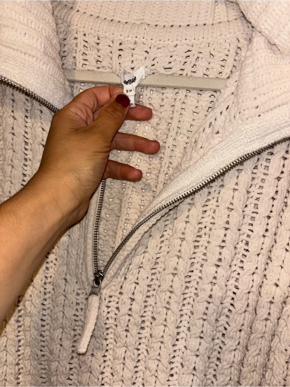 aerie Cream Cable-Knit Half-Zip Turtleneck Pullover - Picture 6 of 7